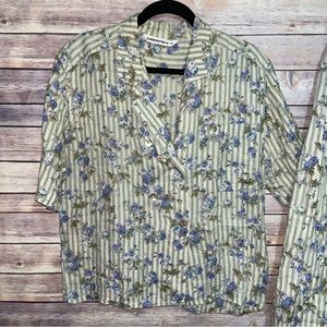 LODENFREY Vintage Linen Skirt Top Set Size 40 Floral